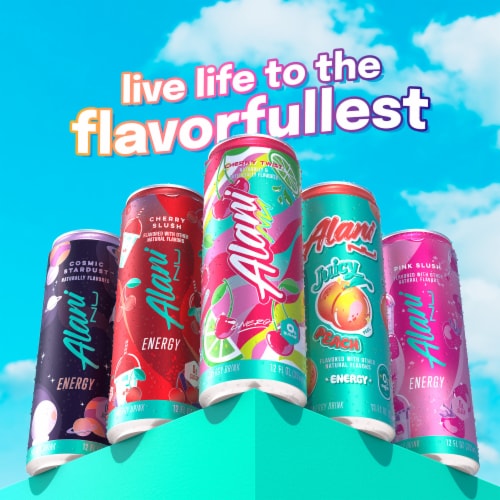 Alani Nu Mini Cherry Slush Sugar Free Energy Drink Cans Perspective: bottom