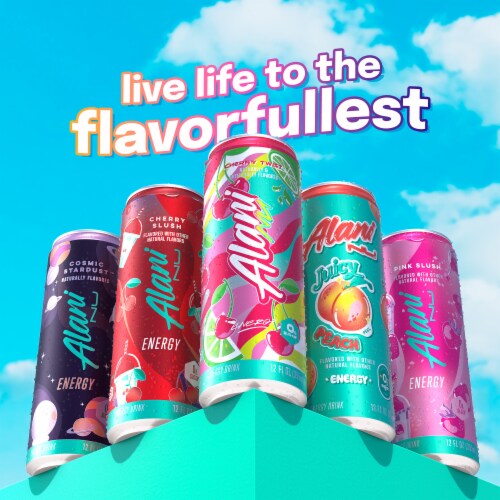 Alani Nu Cherry Twist Sugar Free Energy Drink Cans Perspective: bottom