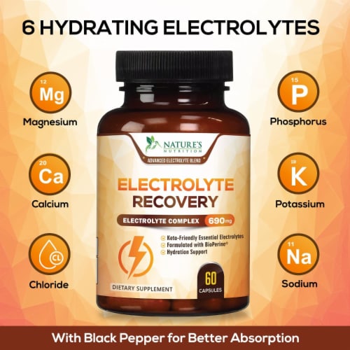 Electrolyte Tablets with Vitamin D, Salt Pills with Electrolytes for Endurance - 60 Capsules Perspective: bottom