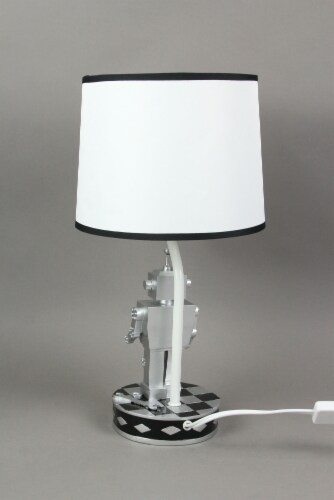 Retro 1960's Style Square Head Robot Sci-Fi Design Table Lamp With Shade Retro Décor Perspective: bottom