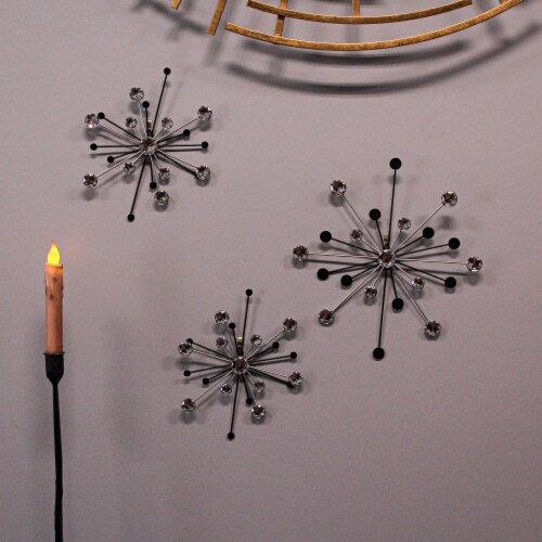 Zeckos - Mid-Century Black and Silver Metal Jeweled Atomic