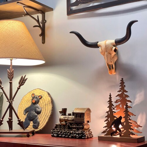 Zeckos 14 Inch Longhorn Steer Skull Resin Home Decor Western Statue Stand Desk Art 13.75 Inch QFC