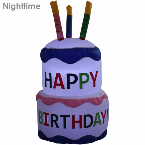 Sunnydaze Birthday Cake LED Inflatable Yard Decoration - 4 ft Perspective: bottom