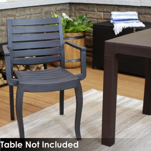 Sunnydaze Illias Plastic Outdoor Patio Arm Chair - Gray Perspective: bottom