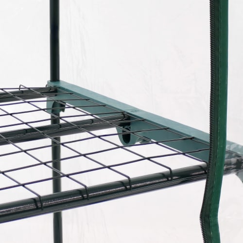 Mini Greenhouse 3 Shelves Outdoor Portable Garden Plant Green Growing Rack Perspective: bottom