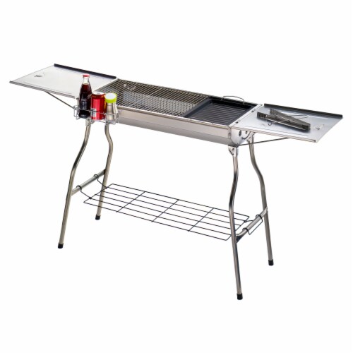 28.8 inches Portable Charcoal BBQ Grill with Side Shelf Perspective: bottom