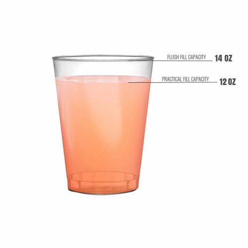 14 oz. Crystal Clear Plastic Disposable Party Cups (500 Tumblers) Perspective: bottom