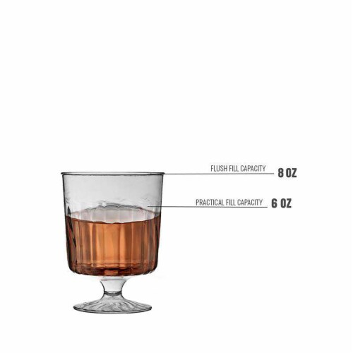 8 oz. Clear Plastic Pedestal Wine Glasses (240 Glasses) Perspective: bottom