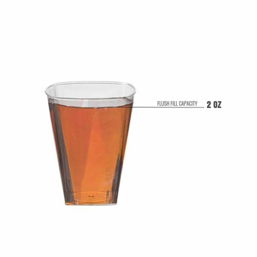 2 oz. Clear Square Plastic Shot Glasses (960 Glasses) Perspective: bottom