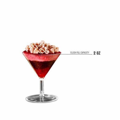 2 oz. Clear Plastic Mini Martini Shot Glasses (192 Glasses) Perspective: bottom