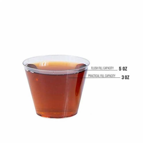 5 oz. Crystal Clear Plastic Disposable Party Cups (500 Cups) Perspective: bottom