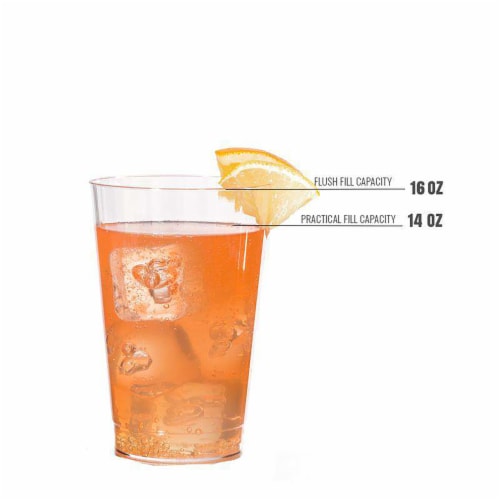 16 oz. Crystal Clear Plastic Disposable Tall Iced Tea Cups (500 Cups) Perspective: bottom