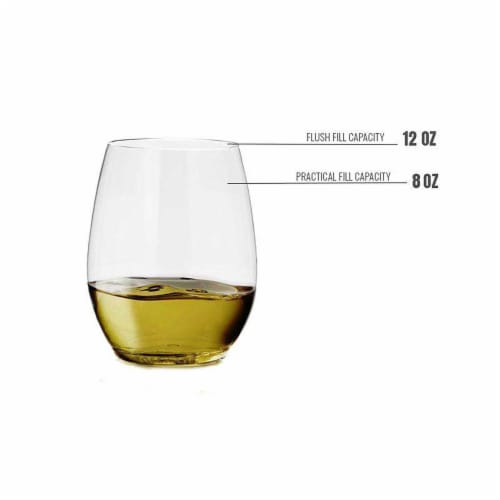 12 oz. Clear Elegant Stemless Plastic Wine Glasses (64 Glasses) Perspective: bottom