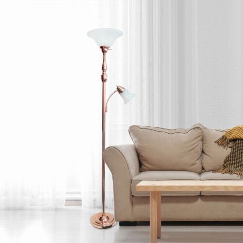 Elegant designs 2 light mother daughter floor lamp with white marble glass discount