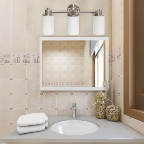 Simple Designs 20.75 Modern 3 Light Metal and Milk White Cylinder Shape Glass Shades with Perspective: bottom