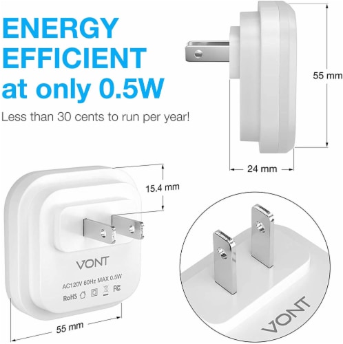 LED SENSOR NIGHT SLEEP WALK SECURITY ALERT LIGHT FOR HOME OFFICE BATHROOM KITCHEN - 6 PKS Perspective: bottom