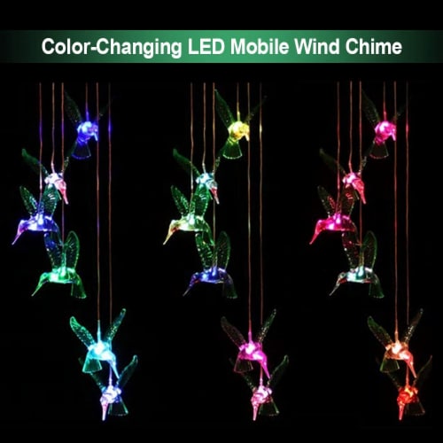 Solar String Lights Color Changing LED Mobile Hummingbird Wind