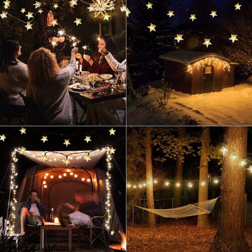 23 Ft 50 Solar Star String Light 8 Lighting Modes Outdoor Garden Patio Lawn Decoration - Warm Perspective: bottom