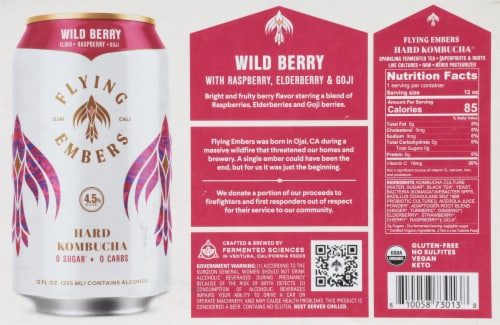 Flying Embers Wild Berry Hard Kombucha Perspective: bottom