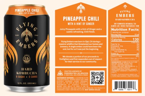 Flying Embers Pineapple Chili Hard Kombucha Perspective: bottom