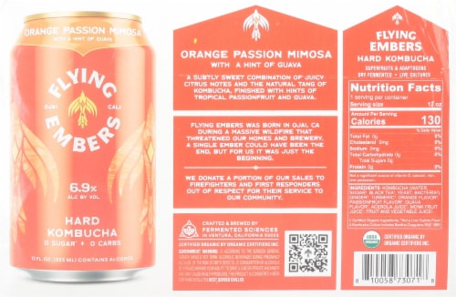 Flying Embers Orange Passion Mimosa Kombucha Perspective: bottom
