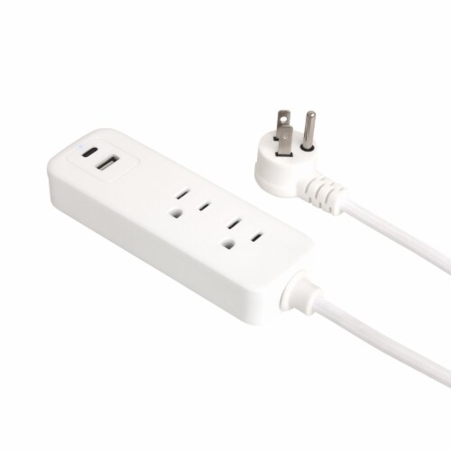 Helix Powerup Dual Outlet Power Strip With A & C Ports Perspective: bottom