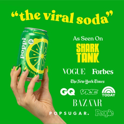 Poppi Lemon Lime Prebiotic Soda Cans Perspective: bottom