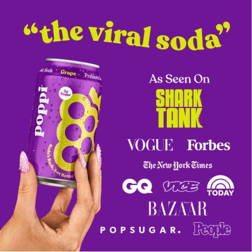 Poppi Grape Prebiotic Soda Cans Perspective: bottom
