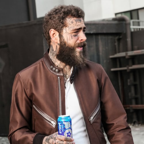 Poppi Wild Berry Post Malone Exclusive Prebiotic Soda Can Perspective: bottom