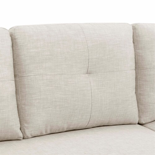 Oadeer Home 88.5  Pull-out Bed Sofa & Chaise in Beige Perspective: bottom