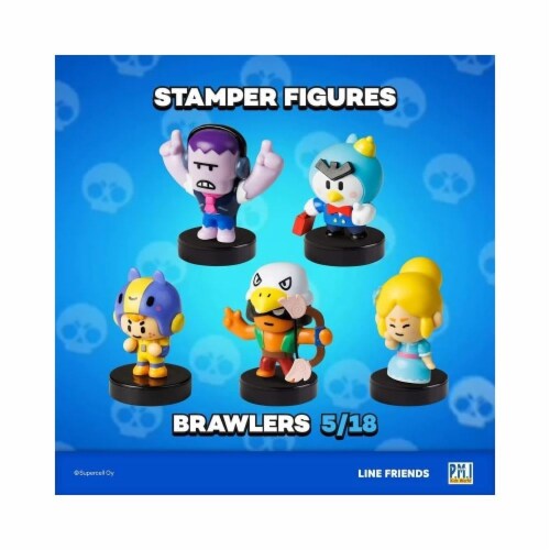 Brawl Stars Character Stamps 5pk Frank Bo Mr. P Piper Bea Epic Game Figures PMI International Perspective: bottom