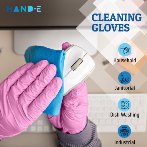 Hand-E Pink Nitrile Gloves, Perfect for Cleaning & Cooking - 50 Pack Perspective: bottom