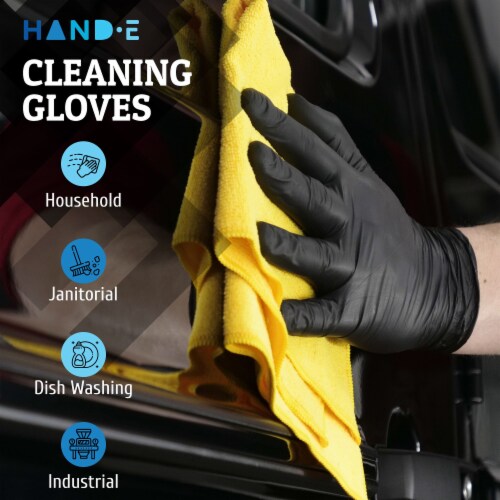 Hand-E Black Nitrile Gloves, Perfect for Cleaning & Cooking - 50 Pack Perspective: bottom