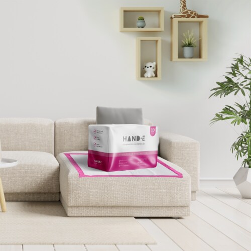 Hand-E Pink Disposable Underpads, Leak proof Incontinence Bed Pads Perspective: bottom