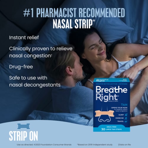 Breathe Right Nasal Strips Extra Strength,Tan - 26 ct