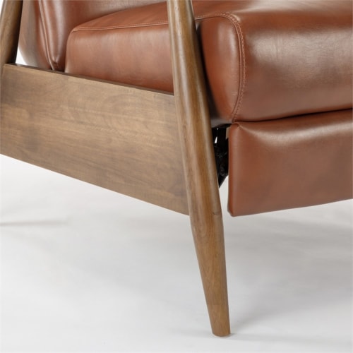 Solaris Caramel Faux Leather Wooden Arm Push Back Recliner Chair