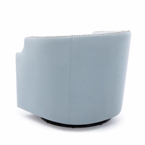 Light blue swivel clearance barrel chair