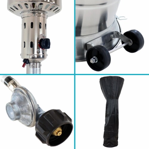 Sunnydaze Outdoor Propane Patio Heater with Cover/Wheels - 7 Foot - Stainless Perspective: bottom