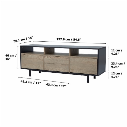 Teamson Home - Bryson TV Stand 65  Flat Screen with 2 Drawer 3 Open Shelves and 2 Door Perspective: bottom