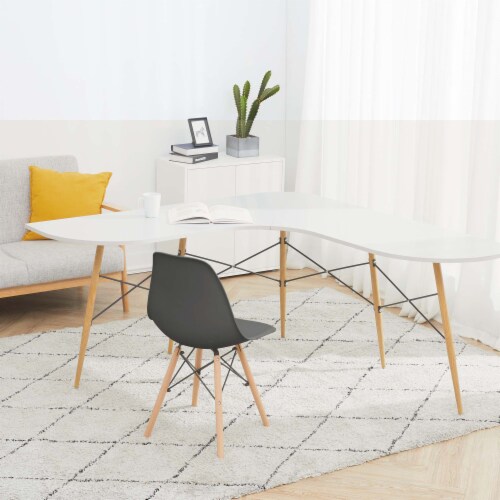 Teamson Home Allan Plastic Side Dining Chair with Wood Legs Set of 2 Black 1 Fry s Food Stores
