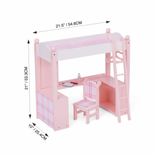 Pink loft bed discount with desk
