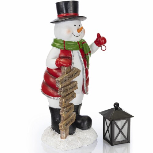 VP Home Christmas Cottage Snowman Decor Figurines, LED Light Up