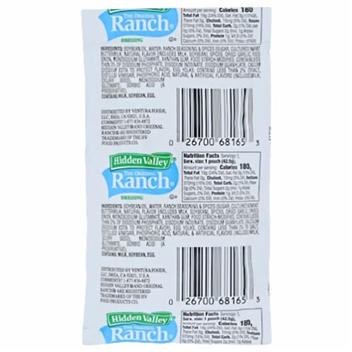 Salad Dressing Packets by Hidden Valley | 1.5 Ounce | 20 Pack (Ranch) Perspective: bottom