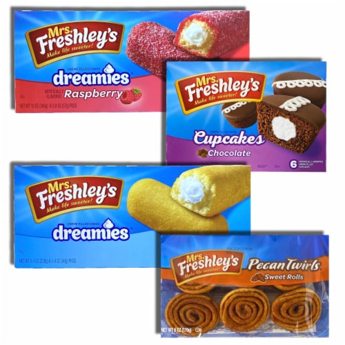 Mrs. Freshley's Snack Cakes Combo Packs Bundled by Tribeca Curations | (Dreamies / Raspberry Perspective: bottom