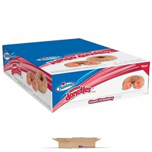 Glazed Strawberry Jumbo Donettes by Hostess | 6 Count Box | Pack of 2 (24 Total Donuts) Perspective: bottom