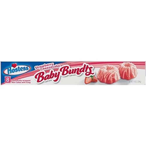 Strawberry Cheesecake Baby Bundts by Hostess | 10 Ounce | Box of 8 | Pack of 3 (24 Total Cake Perspective: bottom
