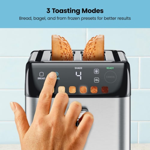 Chefman Smart Touch 2 Slice Digital Toaster, 6 Shade Settings, Crumb Tray - Stainless Steel Perspective: bottom