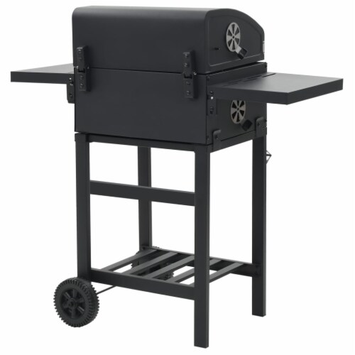 vidaXL Charcoal-Fueled BBQ Grill with Bottom Shelf Black Perspective: bottom