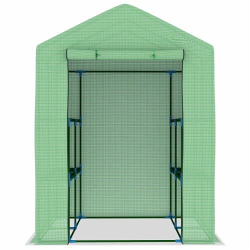 vidaXL Greenhouse with Shelves Steel 56.3 x56.3 x76.8 Perspective: bottom
