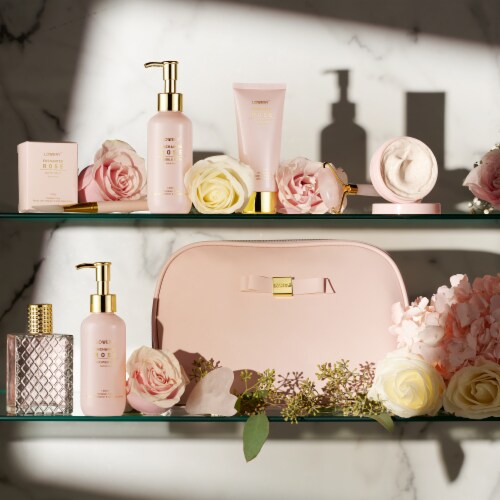 Luxury Enchanted Rose Bath & Body Beauty Kit With Leather Bag, Jade Roller & More Perspective: bottom